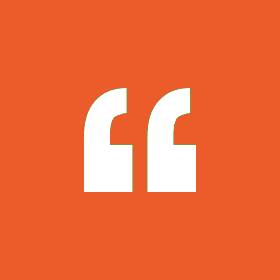 Quotation marks on an orange background.